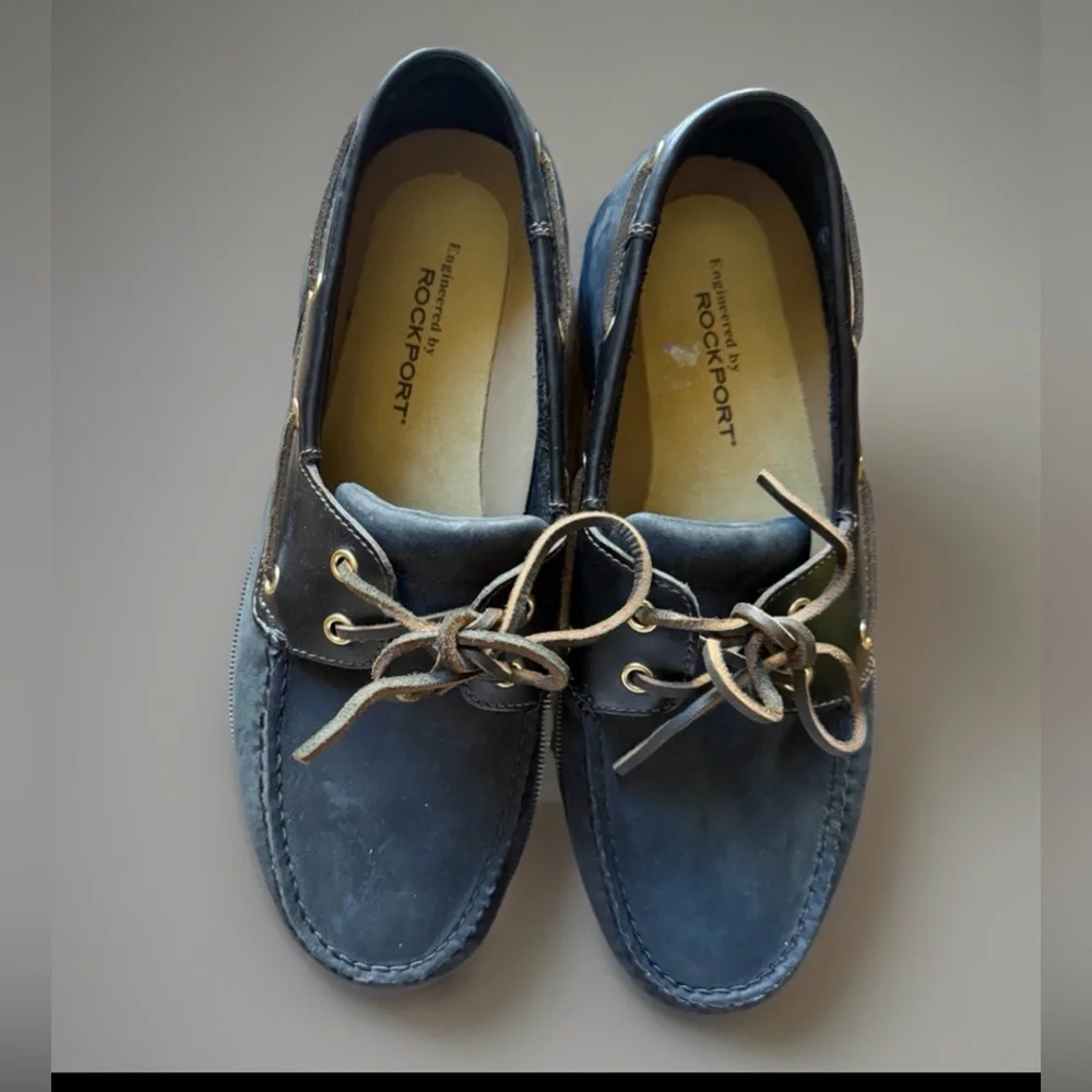 Rockport Leather Boat Shoes Mens Classic Deck Moc Dark Brown Comfort Casual 10